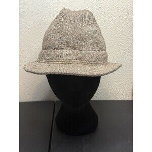 Vintage Totes Rain Rolls Right Off Mens Fedora Hat Size XL Tan Tweed Woven USA